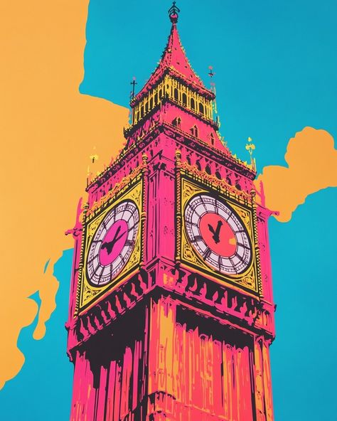 🕰️✨ Add a splash of color and culture to your space with our Big Ben Pop Art Print! This vibrant artwork reimagines London’s iconic landmark, perfect for any art lover! 🌈💖 #PopArt #WallDecor #HomeDesign #BigBen #LondonVibes #ArtisticExpression #InteriorGoals #InstaArt #ColorfulLiving London Pop Art, London Icons, Futurism Art, Pop Art Print, Art Story, London Print, Orange And Turquoise, Clock Tower, Our Planet