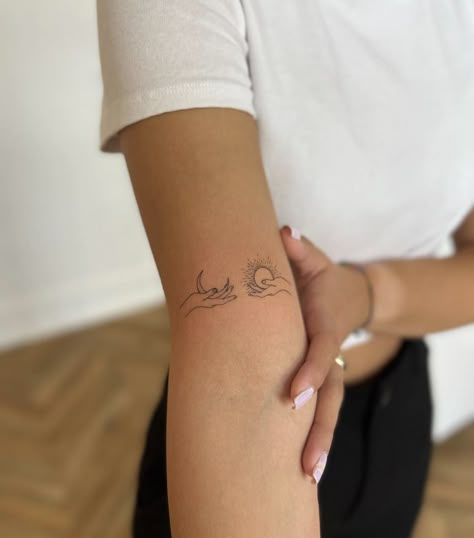 Tiny Tattoos For Women, Unique Small Tattoo, Petite Tattoos, Delicate Tattoo, Small Hand Tattoos, Classy Tattoos, Matching Tattoo, Discreet Tattoos, Subtle Tattoos