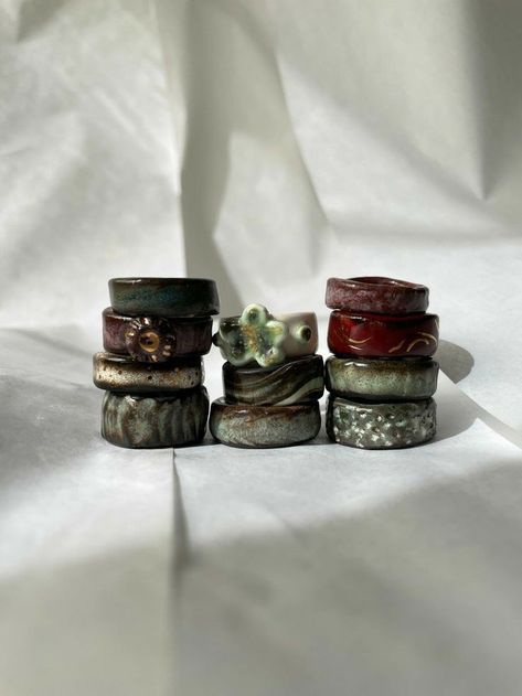 Ceramics Rings, Minimalistic Rings, Clay Ring, Clay Rings, Ceramic Ring, 7 Ring, Clay Crafts Air Dry, Keramik Design, Ceramic Rings