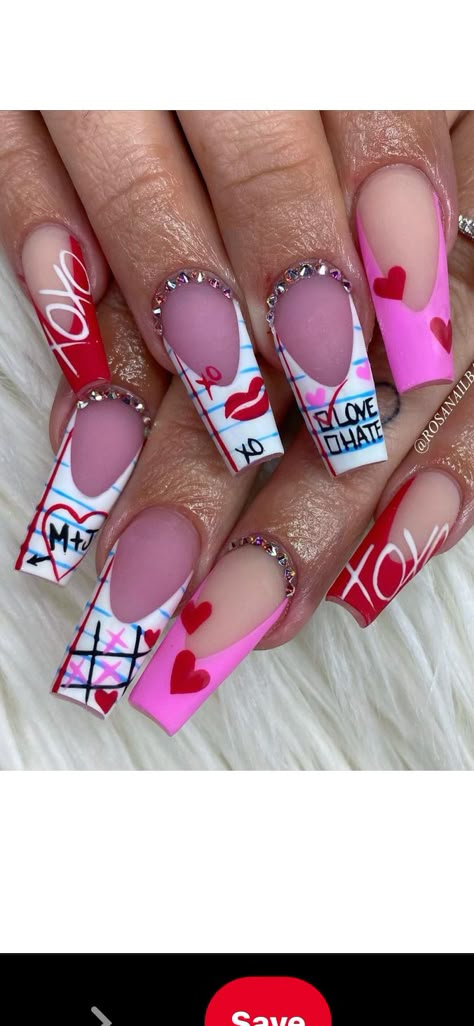 Cute Nail Ideas Valentines, Valentines Toes Design, Love Nails Design Valentines Day, Valentine's Day Nail Ideas, Valentines Day Nails Acrylic Stiletto, Valentines Toe Nails, Valentines Day Nails Squoval, Valentines Day Nails Blue, Valentine’s Day Nail Art