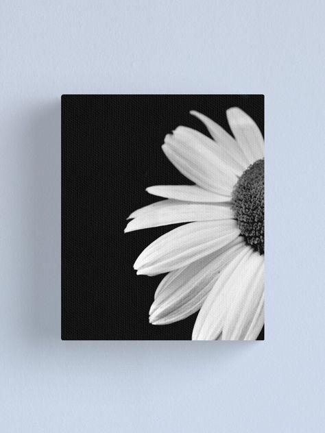 Flowers On Black Canvas, Easy Mandala, Black Canvas Paintings, Easy Mandala Drawing, Black Theme, Daisy Painting, Simple Mandala, Flower Painting Canvas, Black And White Flowers