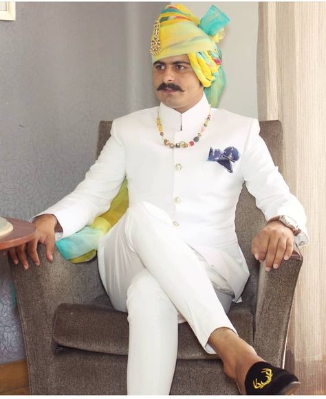 Shivani Rathore 💫 Rajputi Jodhpuri Suits For Men, Rajputi Suit Men, Rajputana Wedding Dress Men, Rajput Dress Men, Rajputana Dress For Men, Rajput Wedding Dress Men, Rajputi Dress For Men, Jodhpuri Suits For Men Wedding Royal, Mens White Suit