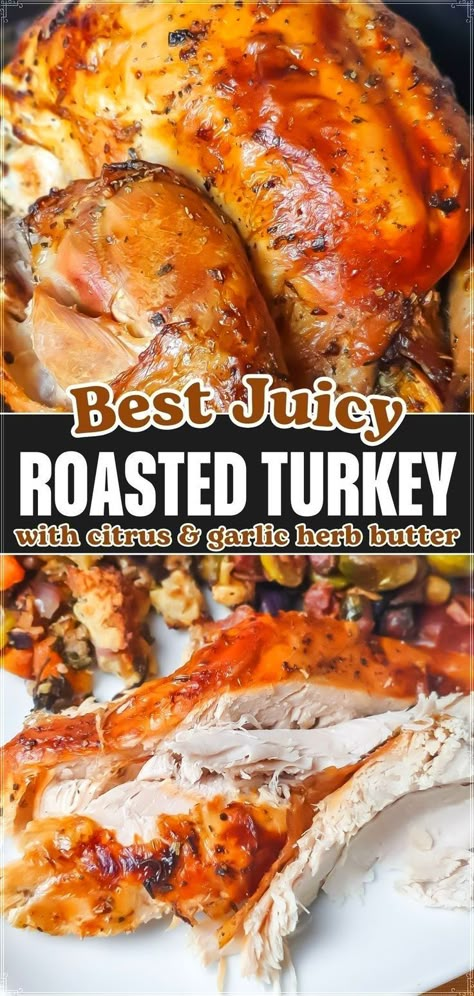 Learn how to make the juiciest oven roasted turkey with our step-by-step recipe that guarantees a moist and delicious bird every time. This guide includes tips on the best roast turkey oven techniques and how to use a herb and citrus butter for an unforgettable flavor. Turkey Preparation Thanksgiving, Super Juicy Turkey, Buttered Turkey Recipe, How To Bring A Turkey, Best Juicy Turkey Recipe Thanksgiving, What To Season Turkey With, Best Roasted Turkey Recipes, How To Make The Perfect Turkey, Butter Under Turkey Skin