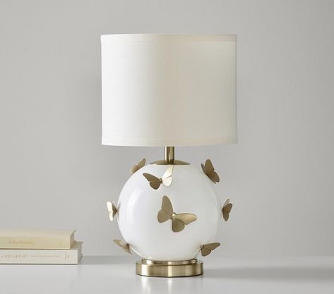 Kids Lamps: Table & Desk Lamps | Pottery Barn Kids Floral Room Ideas, Butterfly Nursery Themes, Beach Theme Bedroom, Alice In Wonderland Bedroom, Cute Lights, Wonderland Bedroom, Vibrant Office, Kids Carpet, Butterfly Bedroom