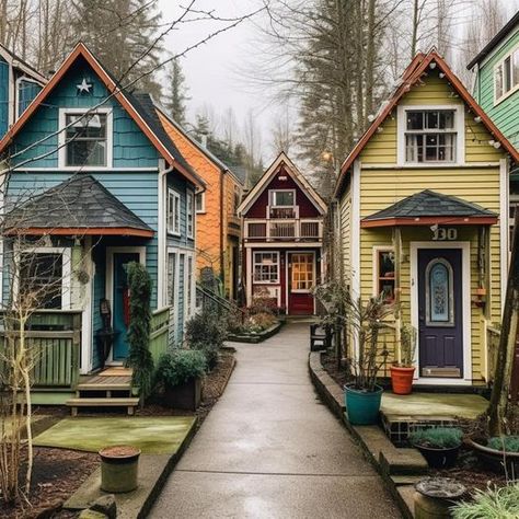 Tiny House Village, Colorful Houses, Interior Vintage, Tiny House Cabin, Cute House, Camping Ideas, Tiny House Living, Tiny House Plans, Sims House