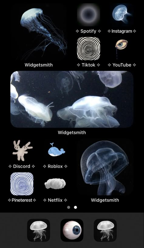 Jellyfish Iphone Theme, Shark Home Screen Layout, Shark Iphone Layout, Ios 16 Home Screen Ideas Jellyfish, Marine Phone Theme, Jellyfish Phone Layout, Jellyfish Homescreen Layout, Jellyfish Iphone Layout, Jellyfish Ios Layout