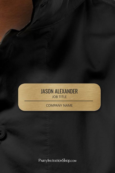 Corporate Professional Employee Faux Gold Name Tag Employee Name Tag, Company Name Board Design, Massage Flyer, Nametag Design, Name Board Design, Metal Name Tags, College Events, House Projects Architecture, Foil Background