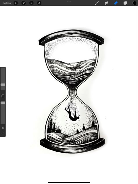 Sandglass Drawing, Sand Time Tattoo, Sandglass Tattoo, Sand Clock Tattoo, Hourglass Drawing, Element Tattoo, Tattoo Modern, Hourglass Tattoo, Petit Tattoo