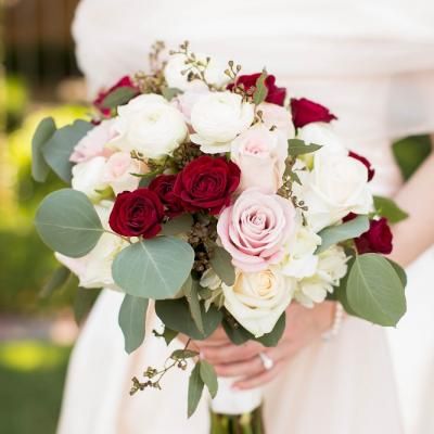 Red Bridal Bouquet With Pink, White, And Red Roses, And Some Greenery |  Savanna Lee Imagery | Vil… | Red Bridal Bouquet, Flower Bouquet Wedding, Bridal  Bouquet Fall