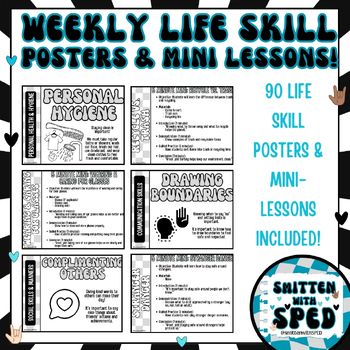 Enhance your students' real-world LIFE skills with this comprehensive bundle of 90 Life Skill Posters and 5 Minute Mini-Lessons! 90 Life Skills included so that a teacher can pick and choose a weekly plan for the school year based on the specific needs of YOUR students.   This resource is not grade level specific, and it can easily be used for little learners all the way up to older learners as they work on developing essential LIFE skills. Middle School Life Skills, Functional Life Skills Special Education, Life Skills Kids, Middle School Life, Life Skills Class, Functional Life Skills, Living Skills, Life Skills Activities, Life Skills Special Education