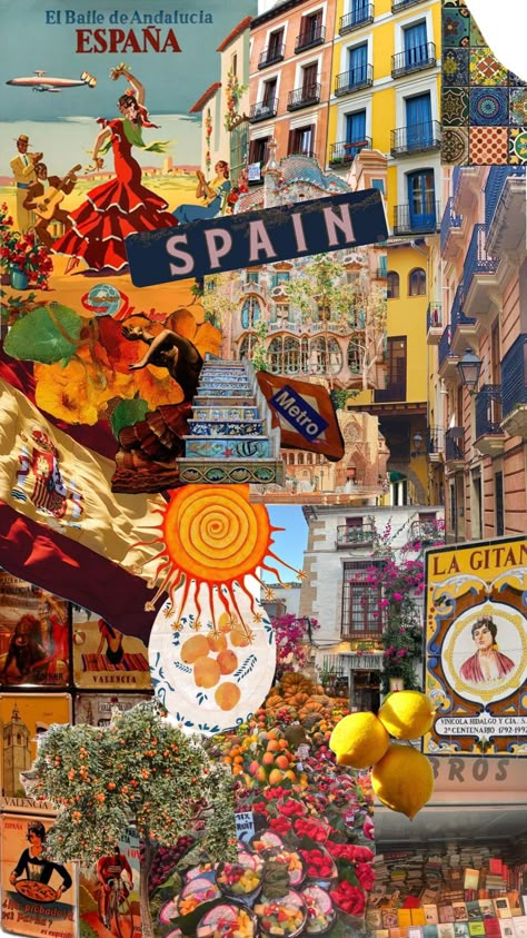 Barcelona Girls Trip, Spain Culture Aesthetic, Spain Collage, Seville Aesthetic, Room Inspo Posters, Spanish Vibes, Spain Aesthetics, Spain Aesthetic, Spain Culture