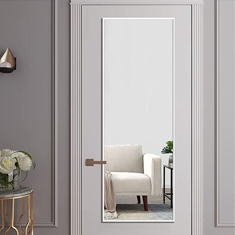 Hanging Mirrors On The Wall Ideas, Full Length Mirror On Closet Door, Mirror On Door Full Length, Full Length Mirror Behind Door, Mirror On Door Ideas, Door With Mirror Design, Bathroom Door Ideas Aluminum, Door Mirror Ideas Decor, Mirror Behind Door