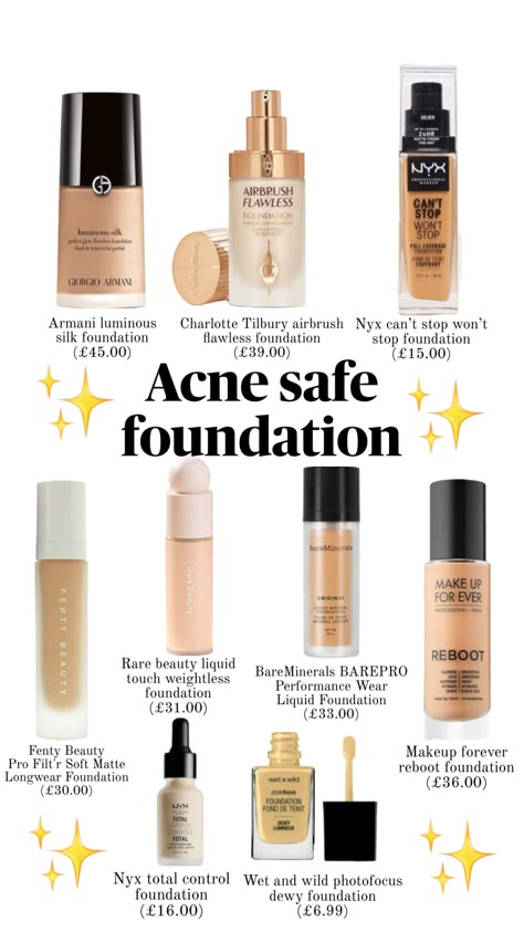 Acne safe foundation #acnesafemakeup #foundation #makeup #acne Acne Safe Foundation, Acne Safe Makeup, Makeup Acne, Safe Makeup, Acne Makeup, Makeup Things, Soft Makeup Looks, Makeup Accesories, Makeup Artist Tips