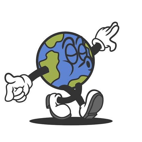 World Graphic Design, Global Illustration, World Cartoon, World Graphic, Earth Design Graphic, Earth Graphic, Earth Character, Retro Earth, Earth Icon