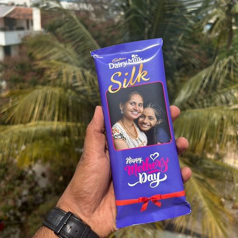 Mother’s Day special Customised Dairy milk Silk wrapped chocolate Scope of photo / name / message customised on the wrapper. Includes 1 Dairy milk silk worth ₹80 for medium ₹165 for large #mothersday #motherlove #maa #merimaa #mothersdaygift #giftformother #love #customisedchocolates #personalisedchocolates #loveforever Dairy Milk Silk, Chocolate Photos, Chocolate Wrapper, Photo Wrap, Chocolate Wrappers, Custom Chocolate, Dairy Milk, April 29, Mothersday Gifts