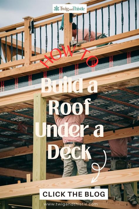 Roof Under a Deck Underneath Patio Roof Ideas, Second Story Deck Covering Ideas, Diy Screened In Porch Under Deck, How To Waterproof Under Deck, Under Deck Waterproofing Diy, Build A Roof Over Deck, How To Enclose Under A Deck, Screen Porch Under Deck Ideas, Underneath Deck Ideas Ceiling