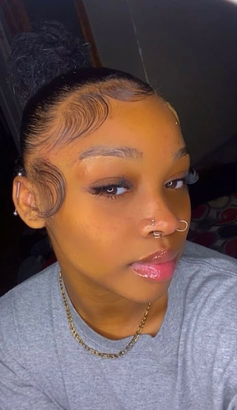 Straight Back Ponytail Natural Hair, Edges For Slick Back Bun, Cute Edges With Buns, Full Edges Natural Hair, Two Swoop Edges, Middle Part Slick Back Bun With Edges, Edges On Slick Back, Mid Puff Natural Hair, Edges For Slick Back Ponytail