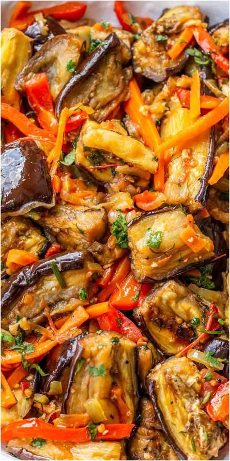 Roasted Eggplant Quinoa Salad, Eggplant And Carrot Recipes, Eggplant In Oven Recipe, Baked Eggplant And Zucchini Recipes, Aubergine Recipes Healthy, Vegan Pepper Recipes, Eggplant Peppers And Onions, Eggplant Salad Recipes Healthy, Eggplant And Bell Pepper Recipes