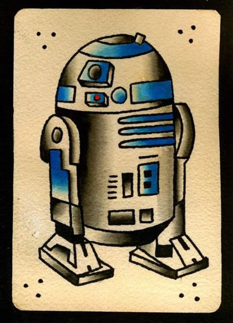 R2d2 old school star wars tattoo R2d2 Tattoo, Trendy Tattoo, Star Wars Tattoo, Traditional Tattoo Design, Mermaid Tattoos, Traditional Tattoo Art, Traditional Tattoo Flash, Tattoo Arm, Music Tattoos