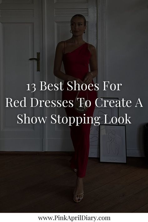 Discover the 13 best shoes to wear with a red dress with my latest chic shoes for women blog post. From a red dress with gold sandals to a red dress with white pumps, these best shoes for a red dress will help you create red dress outfits that look sophisticated while highlighting your personal flair. Click the link to read more today! Shoes For Red Velvet Dress, Red Dress Outfit With Boots, Red Dress And Red Heels, Red Dress Office Outfit, How To Style A Red Dress In Winter, Shoes For Red Sequin Dress, Red Formal Dress Outfit, What Color Shoes To Wear With Red Dress, How To Style Red Dress