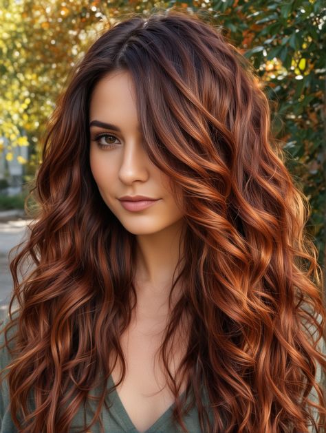 18 Low Maintenance Brunette Balayage Hair Ideas You Must Try in 2024 – Scan to Talk Fall Haircolor Brunette 2024, Dark Copper Brunette Hair, Brown And Red Balayage Hair, Hair Color Ideas For Yellow Skin Tone, Long Fall Hair Color Ideas, Light Brown To Copper Balayage, Copper Red Hair Color Balayage, Cooper Balayage Brunettes, Copper Red Balayage