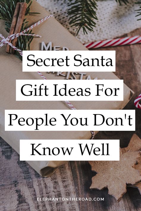 Secret Santa Gift Ideas For People You Don't Know Well. Christmas Gift Guide. Secret Santa Gift guide. Christmas Gift Exchange Ideas. Secret Santa For Coworkers. Gift Ideas Under 30. Elephant on the Road. Secret Friend Gift Ideas Funny, Kris Kringle Gift Ideas Secret Santa, Secret Santa Gift For Coworkers, Christmas Gifts Secret Santa, Secret Santa Stocking Stuffer Ideas, Things To Get For Secret Santa, What To Get A Boy For Secret Santa, Secret Santa Box Ideas, Aesthetic Secret Santa Gifts