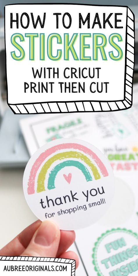 how to make stickers with Cricut Print Then Cut Business With Cricut, Small Business Packages, Sticker Tutorial, Stickers With Cricut, Cricut Print Then Cut, Business Packages, Cricut Projects Easy, Cricut Explore Air Projects, Printable Sticker Paper