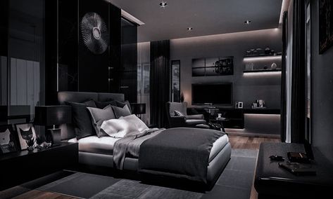 Modern Luxury Bedroom Black, Black Luxury Bedroom, Idea Bilik Tidur, Reka Bentuk Bilik Tidur, Hiasan Bilik Tidur, Modern Luxury Bedroom, Luxury Bedroom Design, Bedroom Setup, Bedroom Photos