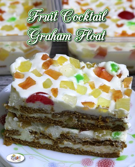 Fruit Cocktail Graham Float Recipe – Our favorite Sweet and Fruity Graham Float cake is perfectly packed individually, and it’s ready for home or online business. via @filipinorecipes Graham Cake Filipino, Filipino Christmas Recipes, Graham Recipe, Graham Cake, Filipino Christmas, Filipino Breakfast, Pinoy Dessert, Pinoy Recipe, Float Recipes