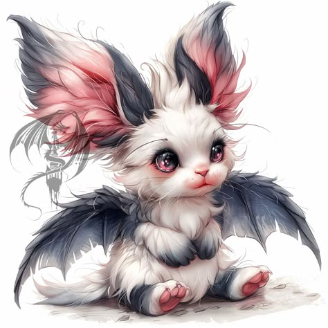 Adorable Creatures, Magical Bunny, Fantasy Bunny, Magic Bunny, Magical Pets Art, Mythical Pets Fantasy Art, Dragons And Unicorns, Pink Fantasy Creatures, Fairy Pets Fantasy Art