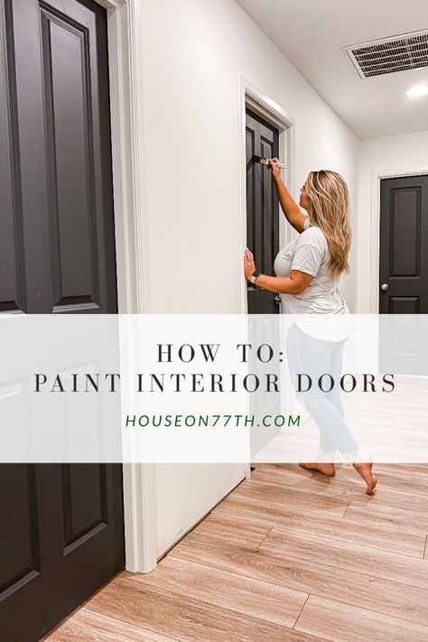 Paint Interior Doors, How To Paint Interior Doors, Interior Door Colors, Pintu Interior, Painted Interior Doors, Black Interior Doors, Casa Exterior, Bedroom Door, Black Doors