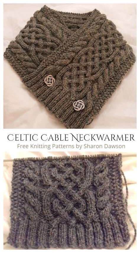 Buttoned Cable Neckwarmer Free Knitting Patterns - Knitting Pattern Cable Knit Sweater Pattern Free, Free Aran Knitting Patterns, Irish Knitting, Cable Sweater Pattern, Cable Knit Sweater Pattern, Intermediate Knitting Patterns, Advanced Knitting, Aran Knitting Patterns, Cable Knitting Patterns