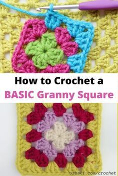 How to crochet a granny square. Step by step instructions for crocheting the basic traditional granny square. Includes how to change color in granny squares. Learn easily this crochet technique that will serve you for an infinity of projects, enjoy it! #crochet #grannysquare #crochetgranny #crochettechniques #freecrochet #freecrochetpattern #urbaki #urbakicrochet Crochet Granny Square Instructions, How Do You Crochet A Granny Square, Grannies Crochet Squares Free Pattern, Changing Colors In Crochet Granny Square, How To Change Colors In Crochet Granny Squares, Beginners Granny Squares Crochet Tutorials, Granny Squares How To, Granny Square Basic Pattern, Granny Stitch Square