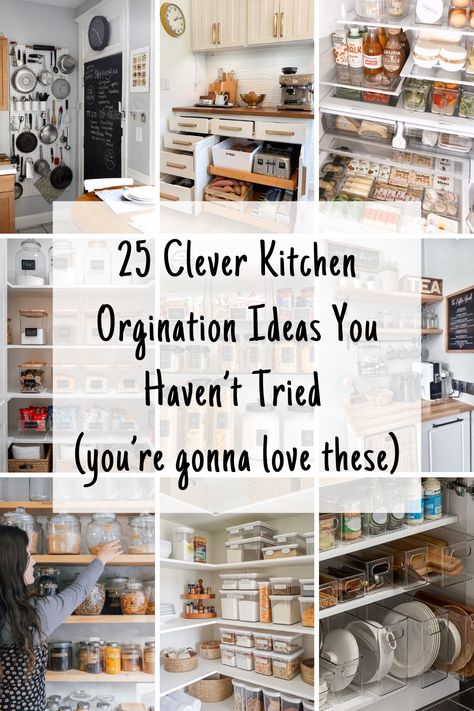 Take control of your kitchen clutter with these 25 organization ideas. Find inspiration for shelves, cabinets, and pantry solutions that actually work. Kitchen Countertop Organization Ideas, Pantry Solutions, Organize Kitchen Cabinets, Kitchen Counter Organization Ideas, Kitchen Gadgets Organization, Modern Kitchen Cupboards, Kitchen Organization Hacks, No Pantry Solutions, Kitchen Cupboard Organization