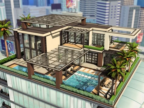 Sims 4 San Myshuno Penthouse, Sims 4 Build Cc Living Room, Sims 4 Modern Build, Torendi Tower Penthouse Sims 4, Penthouse Exterior Design, Cc Lots Sims 4, Sims 4 Loft Apartment, Sims 4 Penthouse Floorplan, Sims 4 Luxury Apartment