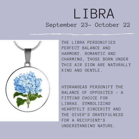 What's your zodiac sign? Hydrangeas are the Libra birth month flower. Come shop our beautiful hydrangeas flower jewelry. Looking for a necklace, bracelet or charm? We have all the best women's fashion accessories and astrology jewelry. Click the link for the perfect horoscope jewelry that matches your style! #libra #hydrangeas #astrologyjewelry #horoscopejewelry #birthmonthflower Libra Birth Flower, Libra Flower, Horoscope Jewelry, Libra Jewelry, Libra September, All About Libra, Libra Birthday, Month Signs, Libra Tattoo