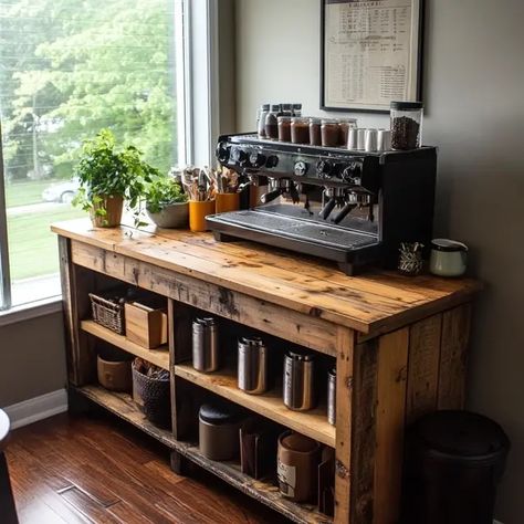 How to Build a DIY Home Coffee Bar - Recipes Time Diy Coffee Bar Plans, Goth Homestead, Coffee Bar Diy Ideas, Dresser Coffee Bar, Diy Coffee Bar Table, House Coffee Bar, Coffee Bar Diy, At Home Coffee Bar, Bedroom Coffee Bar