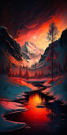 Moody Art, Arte Van Gogh, Pretty Landscapes, Winter Scenery, Cool Wallpapers Art, Fantasy Art Landscapes, 판타지 아트, Pretty Wallpapers Backgrounds, Landscape Wallpaper