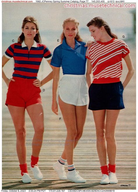 1982 JCPenney Spring Summer Catalog, Page 77 - Catalogs & Wishbooks 80s Summer Fashion, 19s Fashion, 80s Stuff, 80s Shorts, Fashion 1980s, 80s Women, Women's Uniforms, Personal Style Inspiration, Sailor Fashion