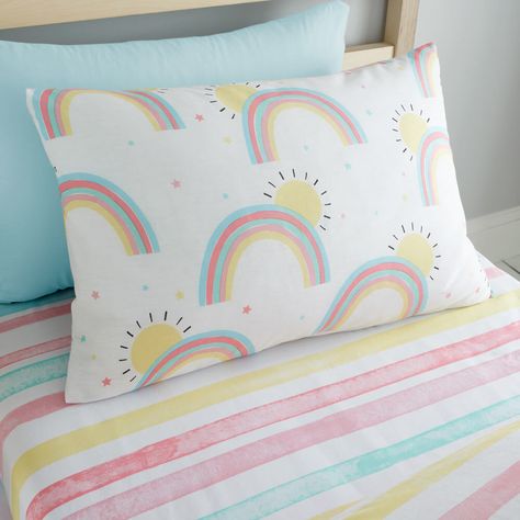 Perfect for little dreamers and adventurers, this bedding will add a splash of rainbow magic to their world 🌈 Because every child deserves a bed as colourful as their dreams! 😴 #rain #summerduvet #beddingset #duvetcoverset #homedecor #roominspiration #kidsrooms #kidsroomdecor #rainbowhome #rainbowbaby #homespacedirect #makeyourspaceyourhome Bright Bedding, Toddler Cot, Toddler Duvet Cover, Rainbow Bedding, Kids Rainbow, End Of The Rainbow, Double Duvet Covers, Double Duvet, Single Duvet Cover