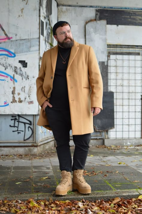 Classic goes cool: Camel Coat - Extra Inches Plus Size Men’s Fall Fashion, Mid Sized Men Fashion, 3x Mens Fashion, Menswear Plus Size, Large Men’s Fashion, Outfit Ideas For Big And Tall Men, Curvy Men Fashion, Plus Sized Men’s Fashion, Big And Tall Men’s Style