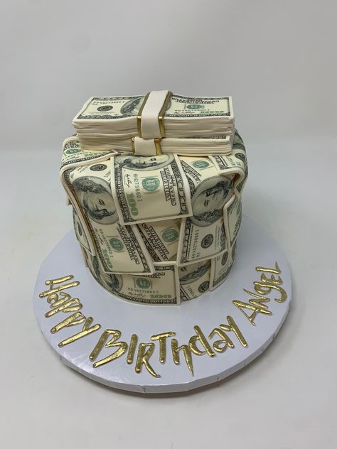 Birthday Cake Money Theme, Money Themed Birthday Cake, Money Bday Cake, Cake With Money Design, Money Cakes For Men, Cake Money Design, Money Cakes Birthday, Birthday Cake With Money, Money Stack Cake