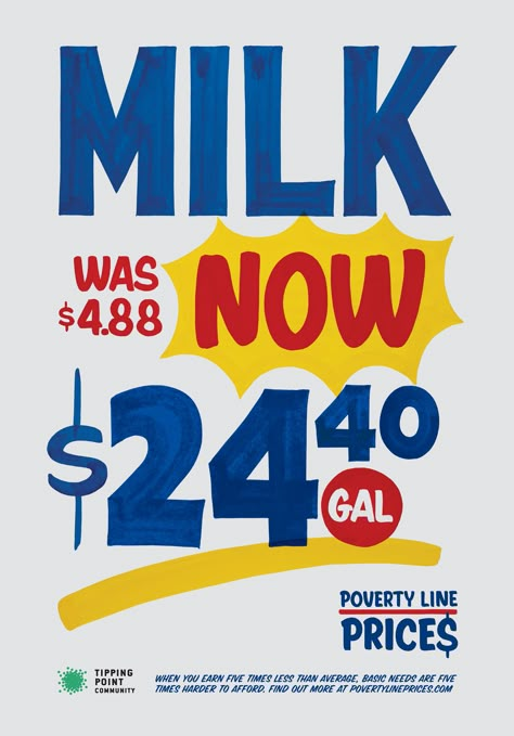 Poverty Line Prices | Bright Typographic Poverty Awareness Campaign | Award-winning Art Direction for Poster Advertising | D&AD Art Direction Design, Awareness Campaign Posters, Typography Campaign, Poverty Awareness, Graphic Design Campaign, Sign Painting Lettering, Art Direction Advertising, Promo Flyer, Poster Advertising