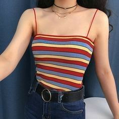 Converse Outfits, Fe Clothing, Grunge Look, Tumblr Outfits, Crop Top Outfits, Striped Crop Top, Moda Vintage, Mode Inspo, Mode Vintage