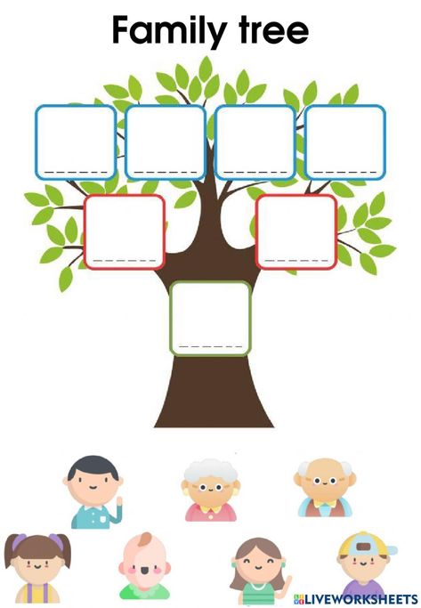 Family Tree Preschool Activities, Family Science Preschool, Extended Family Activities For Preschool, My Family Tree Worksheet, Family Tree Activity Preschool, Family Tree Activity For Kids, Family Tree Worksheet For Kids, Where I Live Preschool Activities, My Family Tree For Kids