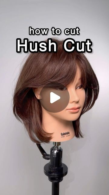 Gilad | Hair Video Education on Instagram: "Hush Cut ✂️ This step-by-step tutorial shows how to cut a Hush Cut on short hair.  We create curtain bangs and use a ghost layering technique to create lots of air layers with whispy ends.  Have your clients been asking you for Hush cuts yet?   This result is softer vs a more structured Wolfcut.  Slice in to the hair to remove blunt lines for that perfect whispy layer look.   Styled with @kenraprofessional Luxe Shine Oil and Texture Spray 🔥   #haircut #hushcut #wolfcut #haircuttutorial #haircutting #hairtutorial #nychairstylist #hairtutorials #haircuttransformation #haireducation" Wolfcut Hair With Curtain Bangs, Hush Cut On Short Hair, Short Hair Cut Layer, How To Have Bangs, Hush Cut For Short Hair, How To Cut Hush Cut, Hush Short Haircut, Hush Haircut Medium Length, Hushcut Haircut Short