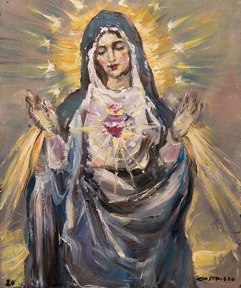 Painting On Linen, The Virgin Mary, Linen Canvas, Our Lady, Virgin Mary, Oil Painting