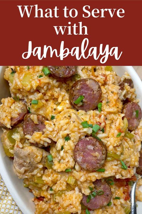 Wondering what to serve with jambalaya? From easy side dishes to tasty side dishes, discover the best side dishes to complement this Louisiana favorite! Side Dishes For Jambalaya, Cajun Side Dishes Louisiana, What To Serve With Jambalaya, Jambalaya Sides, Garlic Toast Recipe, Easy Food Dishes, Southern Coleslaw, Southern Cornbread Recipe, Southern Collard Greens