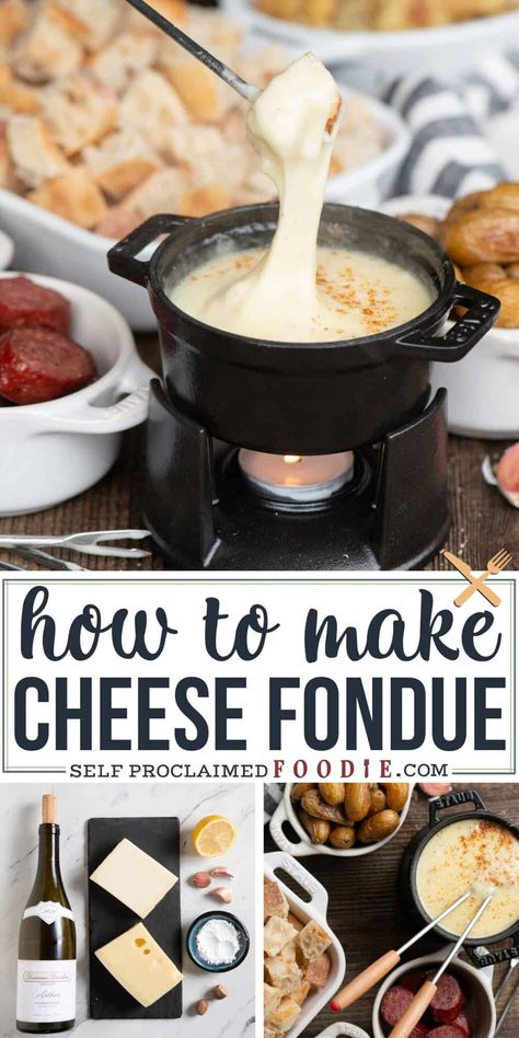 Cheese fondue is a fun and elegant way to entertain. You may have only enjoyed it at the Melting Pot, but it is actually extremely easy to make at home. Classic cheese fondue is one of my favorite things to make for a date night or special occasion like Valentine's Day or New Year's Eve. A wide variety of tasty dippers presented at your dinner party are sure to be a huge hit! Classic Cheese Fondue, How To Make Fondue, Melting Pot Cheese Fondue, Fondue Dinner Party, Cheese Fondue Recipe Easy, Cheese Fondue Dippers, Cheese Fondue Party, Easy Fondue Recipes, Best Cheese Fondue