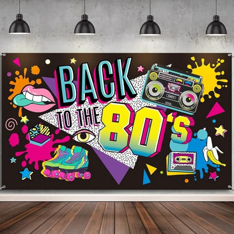 80s Stage Design, 80s Party Decorations For Adults, Retro Theme Party Decoration, 90s Theme Party Decorations, 80s Birthday Party, 80s Party Decorations, 80s Birthday, 90s Theme Party, 80s Theme Party